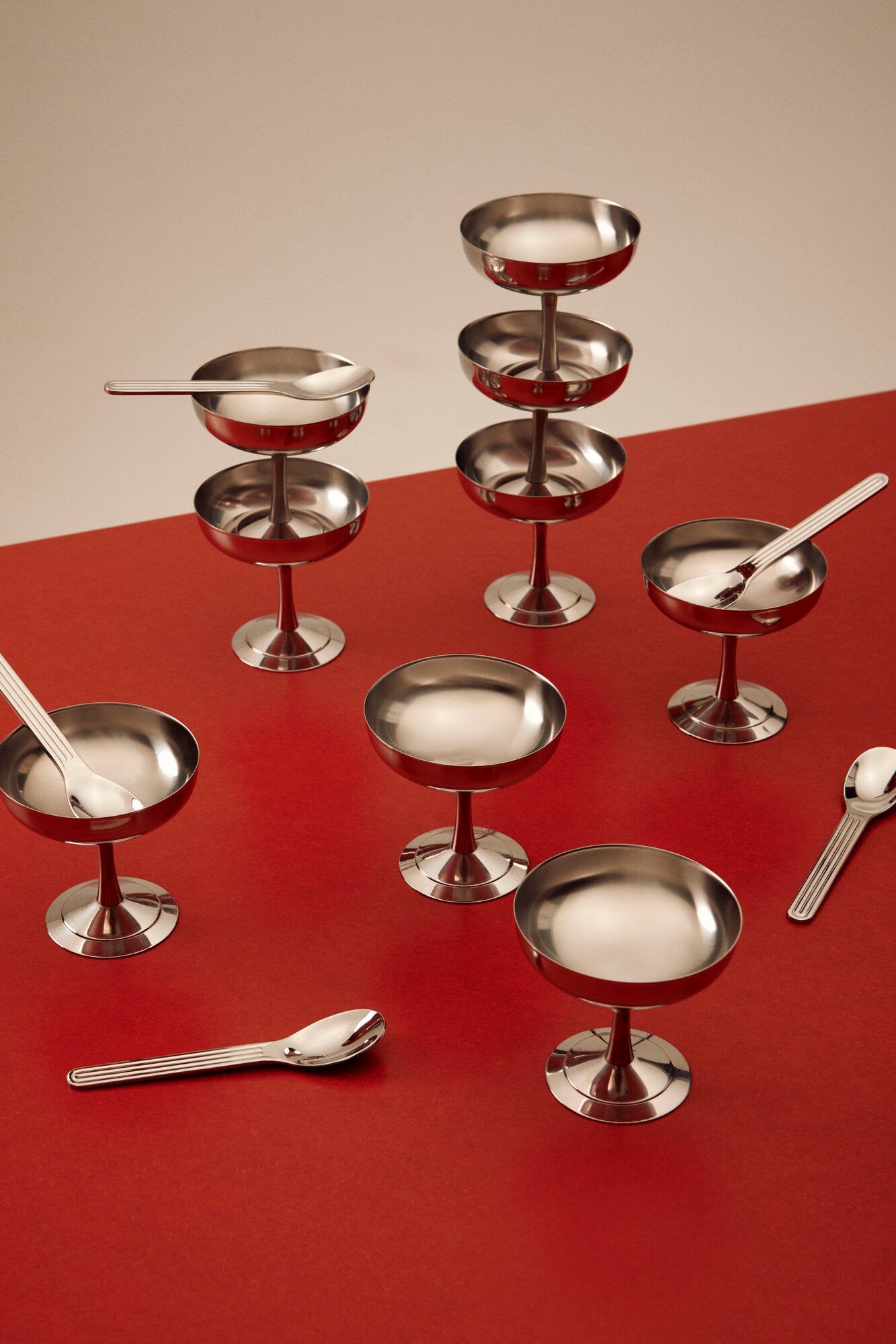 Italian ice skåle, stål - H: 9 cm.